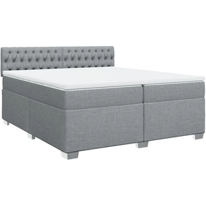 vidaXL Sommier à lattes de lit avec matelas Gris clair 200x200cm Tissu pas cher