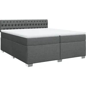 vidaXL Sommier à lattes de lit avec matelas Gris foncé 200x200cm Tissu pas cher