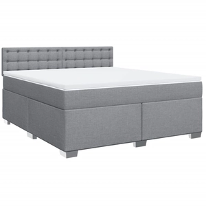 vidaXL Sommier à lattes de lit avec matelas Gris clair 180x200cm Tissu pas cher