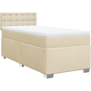 vidaXL Sommier à lattes de lit avec matelas Crème 180x200 cm Tissu pas cher