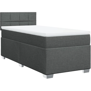 vidaXL Sommier à lattes de lit avec matelas Gris foncé 160x200cm Tissu pas cher