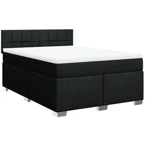 vidaXL Sommier à lattes de lit avec matelas Noir 160x200 cm Tissu pas cher