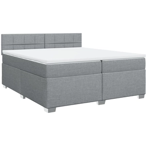vidaXL Sommier à lattes de lit avec matelas Gris clair 200x200cm Tissu pas cher