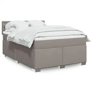 vidaXL Sommier à lattes de lit avec matelas Taupe 140x200 cm Tissu pas cher