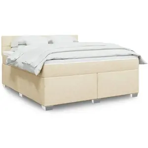 vidaXL Sommier à lattes de lit avec matelas Crème 180x200 cm Tissu pas cher
