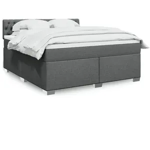 vidaXL Sommier à lattes de lit avec matelas Gris foncé 180x200cm Tissu pas cher