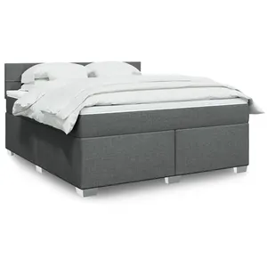 vidaXL Sommier à lattes de lit avec matelas Gris foncé 180x200cm Tissu pas cher