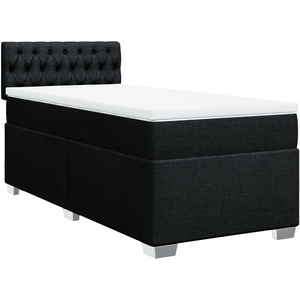 vidaXL Sommier à lattes de lit avec matelas Noir 140x200 cm Tissu pas cher