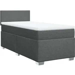 vidaXL Sommier à lattes de lit avec matelas Gris foncé 80x200 cm Tissu pas cher