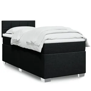 vidaXL Sommier à lattes de lit et matelas Noir 80x200 cm Tissu pas cher