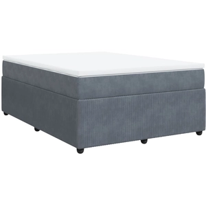 vidaXL Sommier à lattes de lit et matelas Gris foncé 140x200cm Velours pas cher
