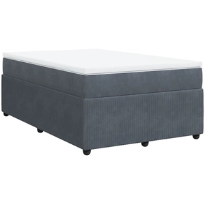 vidaXL Sommier à lattes de lit et matelas Gris foncé 140x190cm Velours pas cher