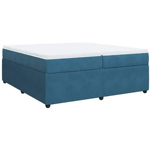 vidaXL Sommier à lattes de lit et matelas Bleu foncé 200x200cm Velours pas cher
