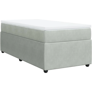 vidaXL Sommier à lattes de lit et matelas Gris clair 120x200cm Velours pas cher