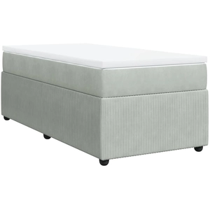 vidaXL Sommier à lattes de lit et matelas Gris clair 100x200cm Velours pas cher