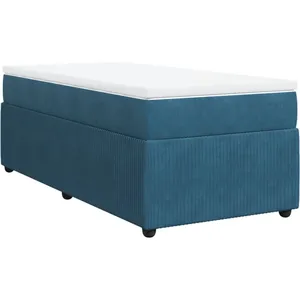vidaXL Sommier à lattes de lit avec matelas Bleu foncé 100x200 cm pas cher