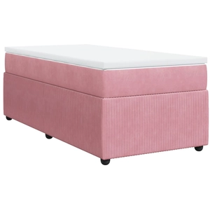 vidaXL Sommier à lattes de lit avec matelas Rose 100x200 cm Velours pas cher