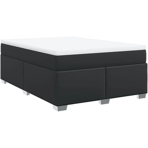 vidaXL Sommier à lattes de lit avec matelas Noir 140x200 cm Similicuir pas cher