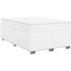 vidaXL Sommier à lattes de lit avec matelas Blanc 120x200cm Similicuir pas cher