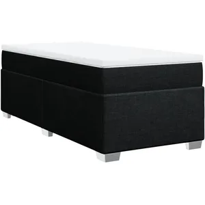 vidaXL Sommier à lattes de lit avec matelas Noir 90x190 cm Tissu pas cher
