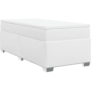 vidaXL Sommier à lattes de lit avec matelas Blanc 90x200 cm Similicuir pas cher