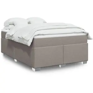 vidaXL Sommier à lattes de lit avec matelas Taupe 140x190 cm Tissu pas cher