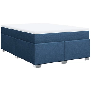 vidaXL Sommier à lattes de lit avec matelas Bleu 140x190 cm Tissu pas cher