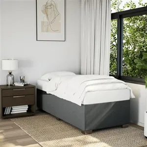 vidaXL Sommier à lattes de lit et matelas Gris foncé 90x190 cm Tissu pas cher
