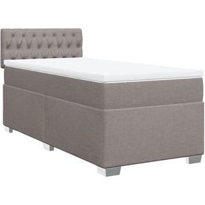 vidaXL Sommier à lattes de lit avec matelas Taupe 100x200 cm Tissu pas cher
