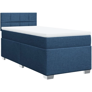 vidaXL Sommier à lattes de lit avec matelas Bleu 100x200 cm Tissu pas cher