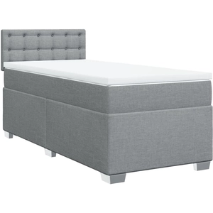 vidaXL Sommier à lattes de lit avec matelas Gris clair 90x200 cm Tissu pas cher