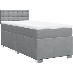 vidaXL Sommier à lattes de lit et matelas Gris clair 90x190 cm Tissu pas cher