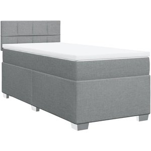vidaXL Sommier à lattes de lit et matelas Gris clair 90x190 cm Tissu pas cher