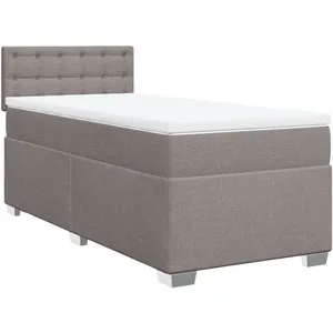 vidaXL Sommier à lattes de lit avec matelas Taupe 90x200 cm Tissu pas cher