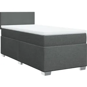 vidaXL Sommier à lattes de lit avec matelas Gris foncé 90x200 cm Tissu pas cher