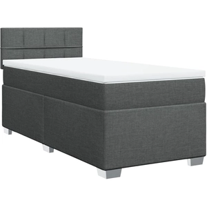 vidaXL Sommier à lattes de lit avec matelas Gris foncé 90x200 cm Tissu pas cher