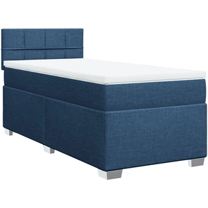 vidaXL Sommier à lattes de lit avec matelas Bleu 90x200 cm Tissu pas cher
