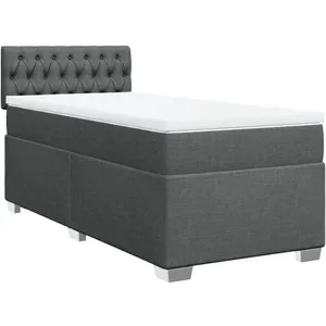 vidaXL Sommier à lattes de lit avec matelas Gris foncé 80x200 cm Tissu pas cher
