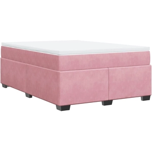 vidaXL Sommier à lattes de lit avec matelas Rose 160x200 cm Velours pas cher
