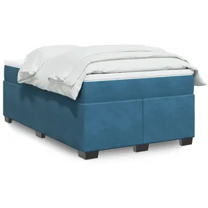 vidaXL Sommier à lattes de lit et matelas Bleu foncé 120x200cm Velours pas cher