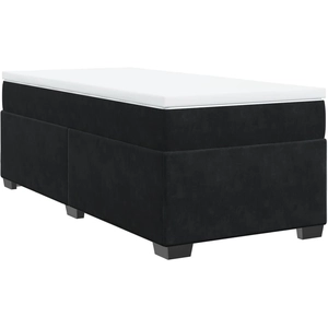 vidaXL Sommier à lattes de lit avec matelas Noir 90x200 cm Velours pas cher