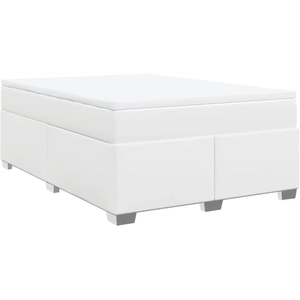 vidaXL Sommier à lattes de lit avec matelas Blanc 160x200cm Similicuir