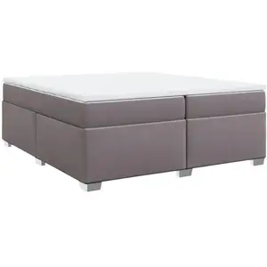 vidaXL Sommier à lattes de lit avec matelas Gris 200x200 cm Similicuir pas cher