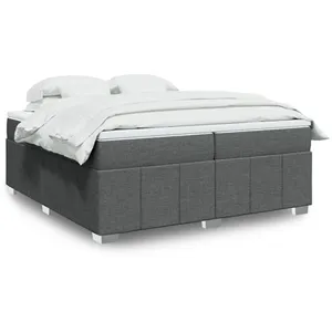 vidaXL Sommier à lattes de lit avec matelas Gris foncé 200x200cm Tissu pas cher