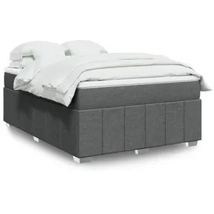 vidaXL Sommier à lattes de lit avec matelas Gris foncé 140x200cm Tissu pas cher