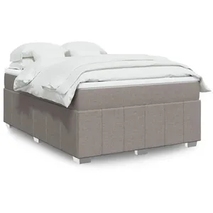 Sommier à lattes de lit avec matelas Taupe 140x190 cm Tissu Vidaxl Taupe pas cher