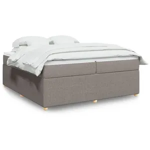 vidaXL Sommier à lattes de lit avec matelas Taupe 200x200 cm Tissu pas cher