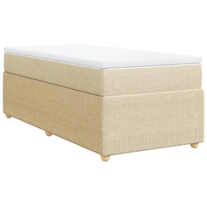 vidaXL Sommier à lattes de lit avec matelas Crème 140x200 cm Tissu pas cher