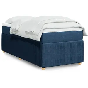 vidaXL Sommier à lattes de lit avec matelas Bleu 100x200 cm Tissu pas cher