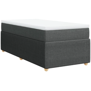 vidaXL Sommier à lattes de lit avec matelas Gris foncé 100x200cm Tissu pas cher